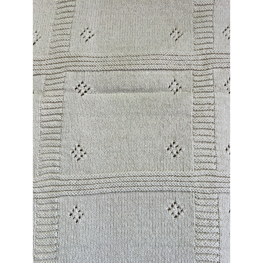 American Heritage North Bay Product Soft Spun Cotton Hand Knit Throw Cream USA